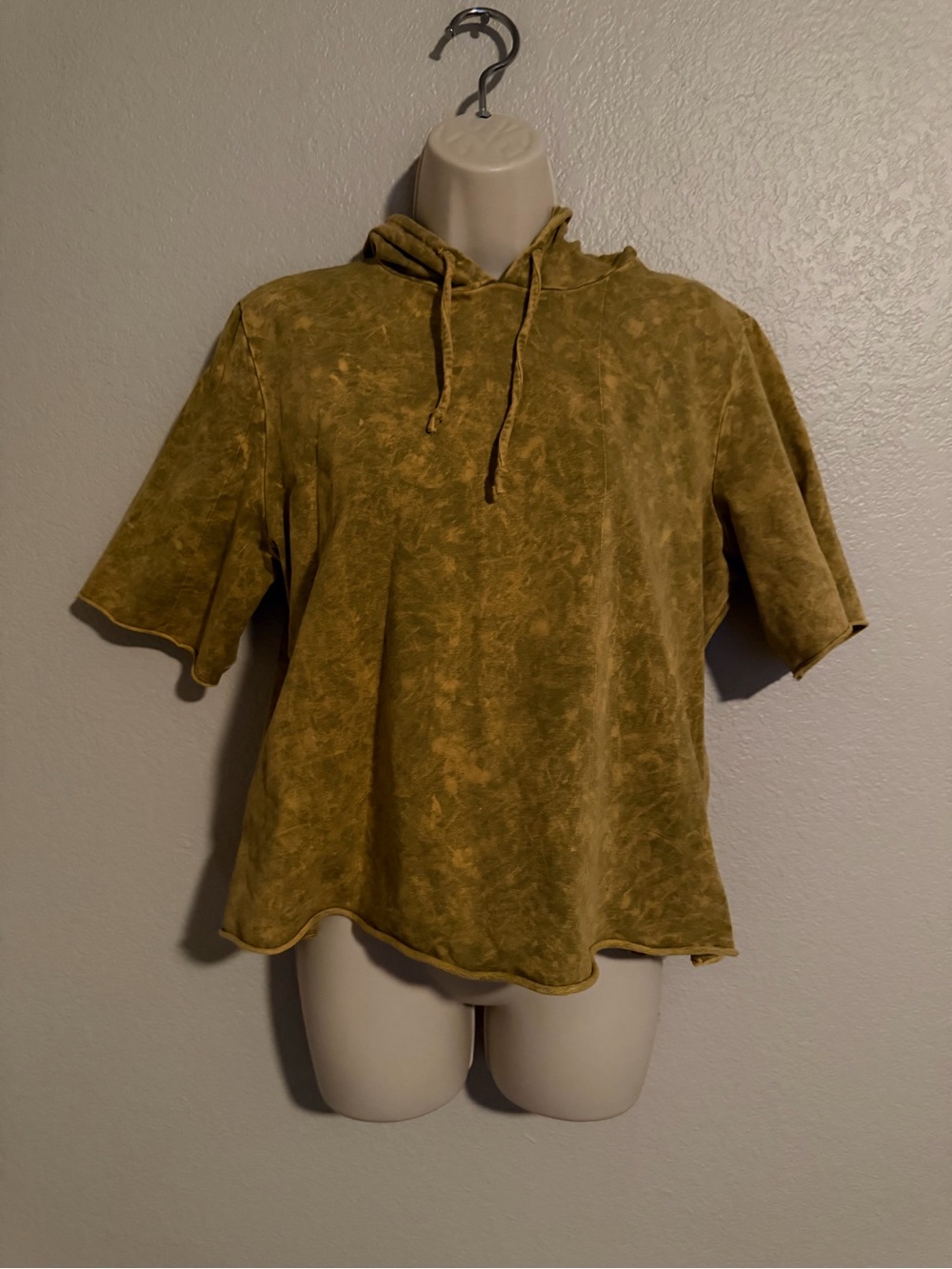 Gilded Intent Washed Olive Short-Sleeve Drawstring Hoodie